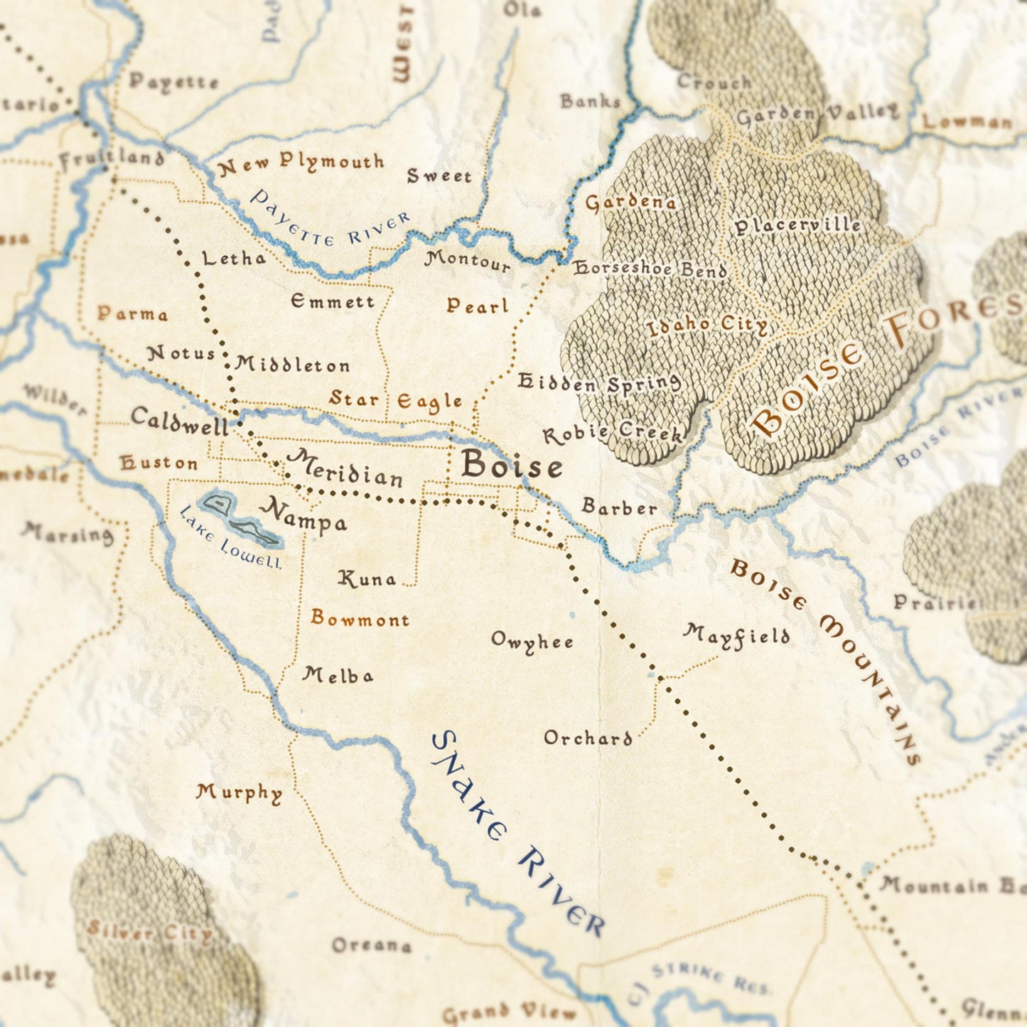 Idaho Fantasy Map Print