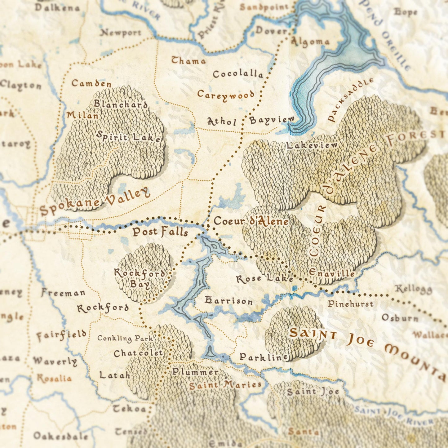 Idaho Fantasy Map Print