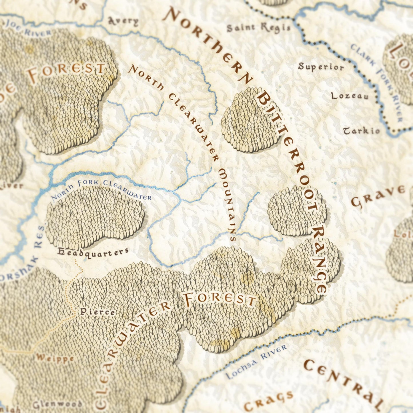 Idaho Fantasy Map Print