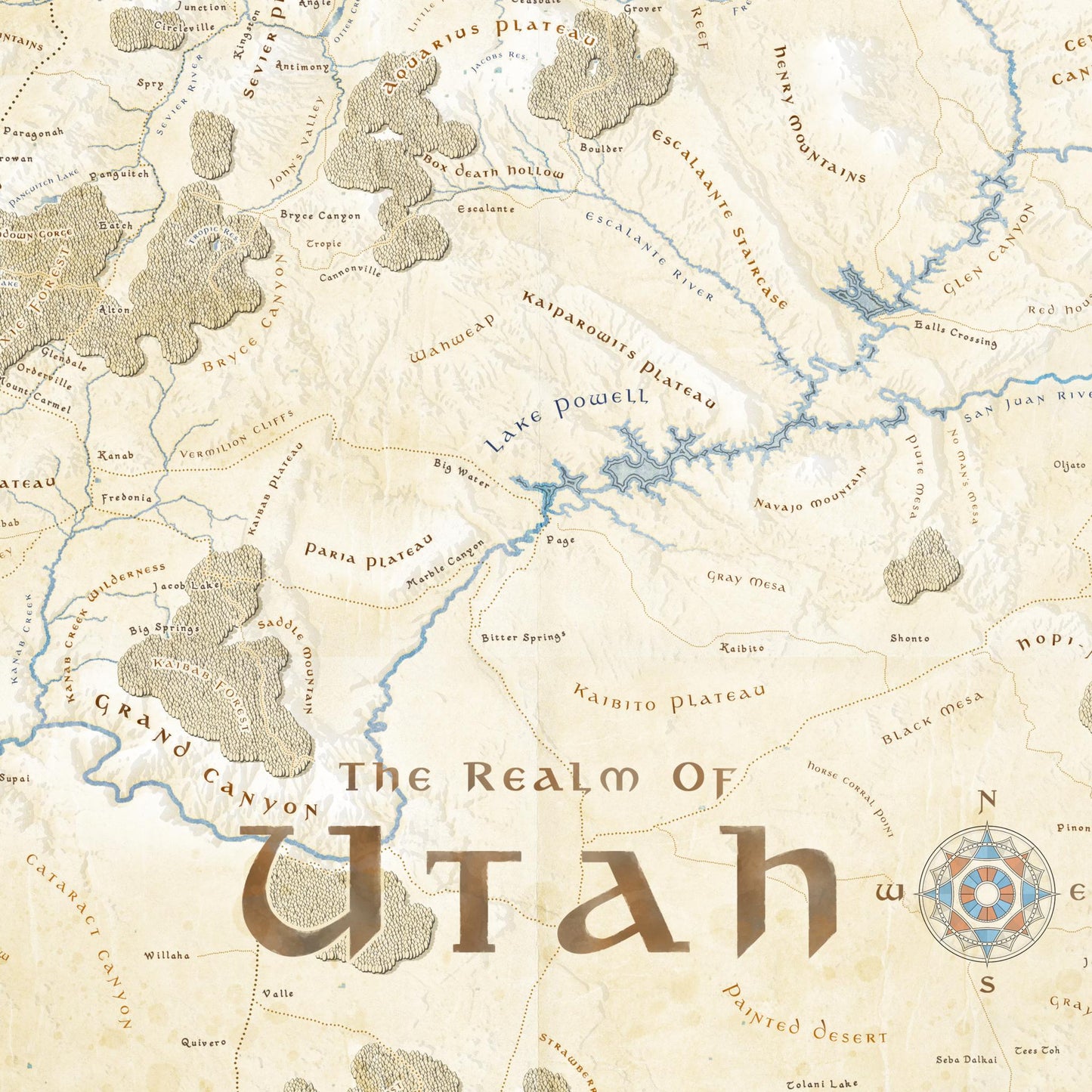 Utah Fantasy Map Print