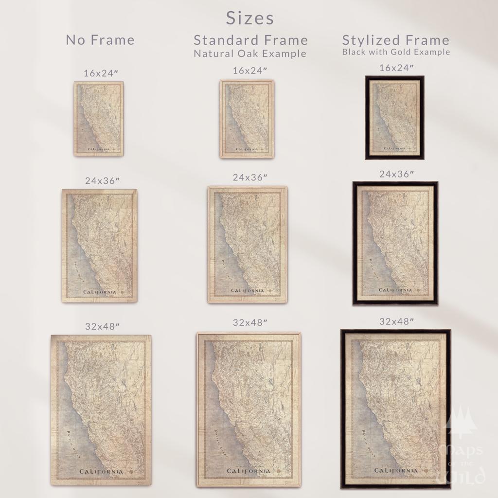 Northern California wall map done in fantasy art style for home and office decor.