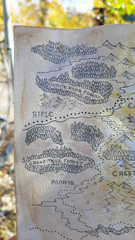 Handmade Fantasy Map - Northern Colorado - Pen and Watercolor Original