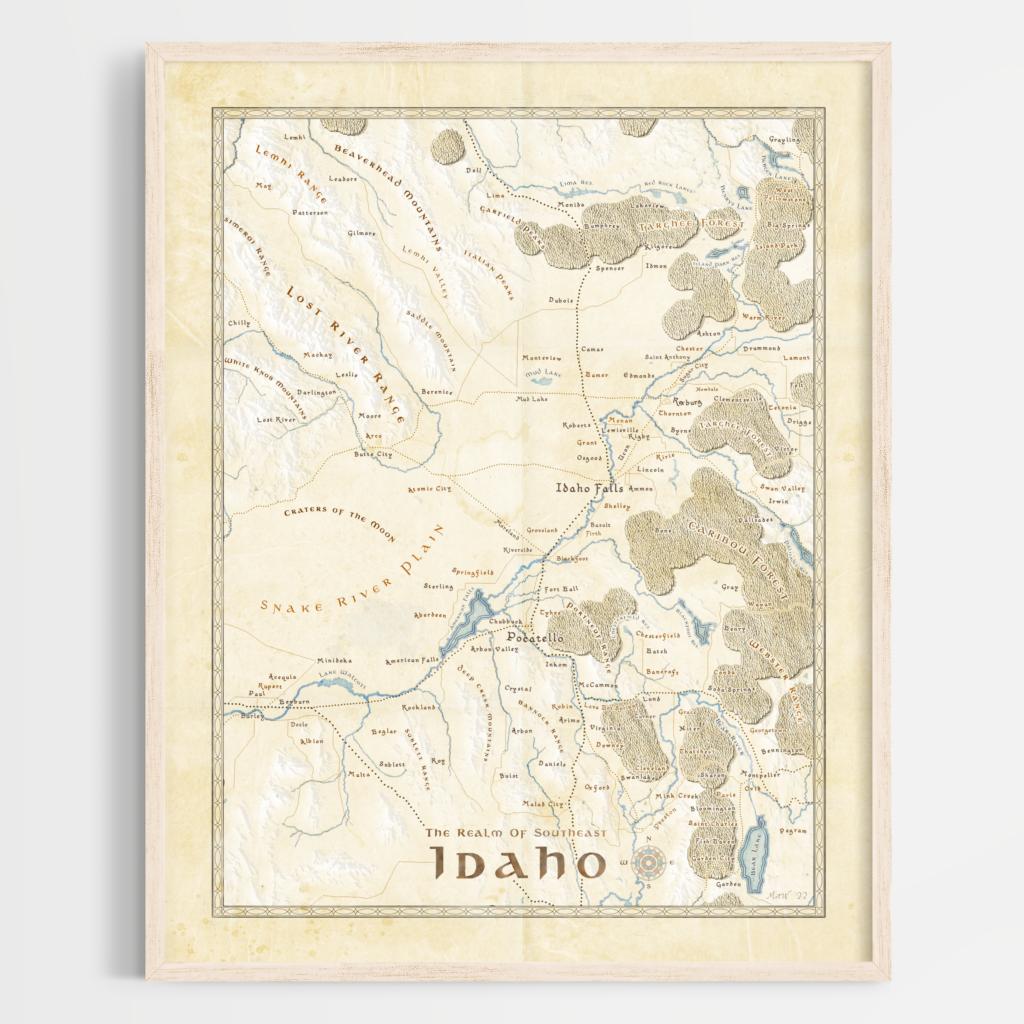 Southeast Idaho Fantasy Map Print