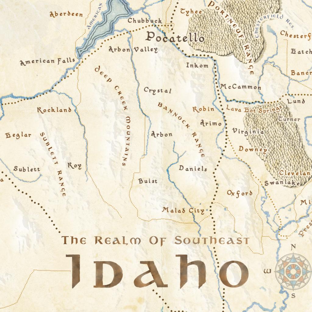 Southeast Idaho Fantasy Map Print