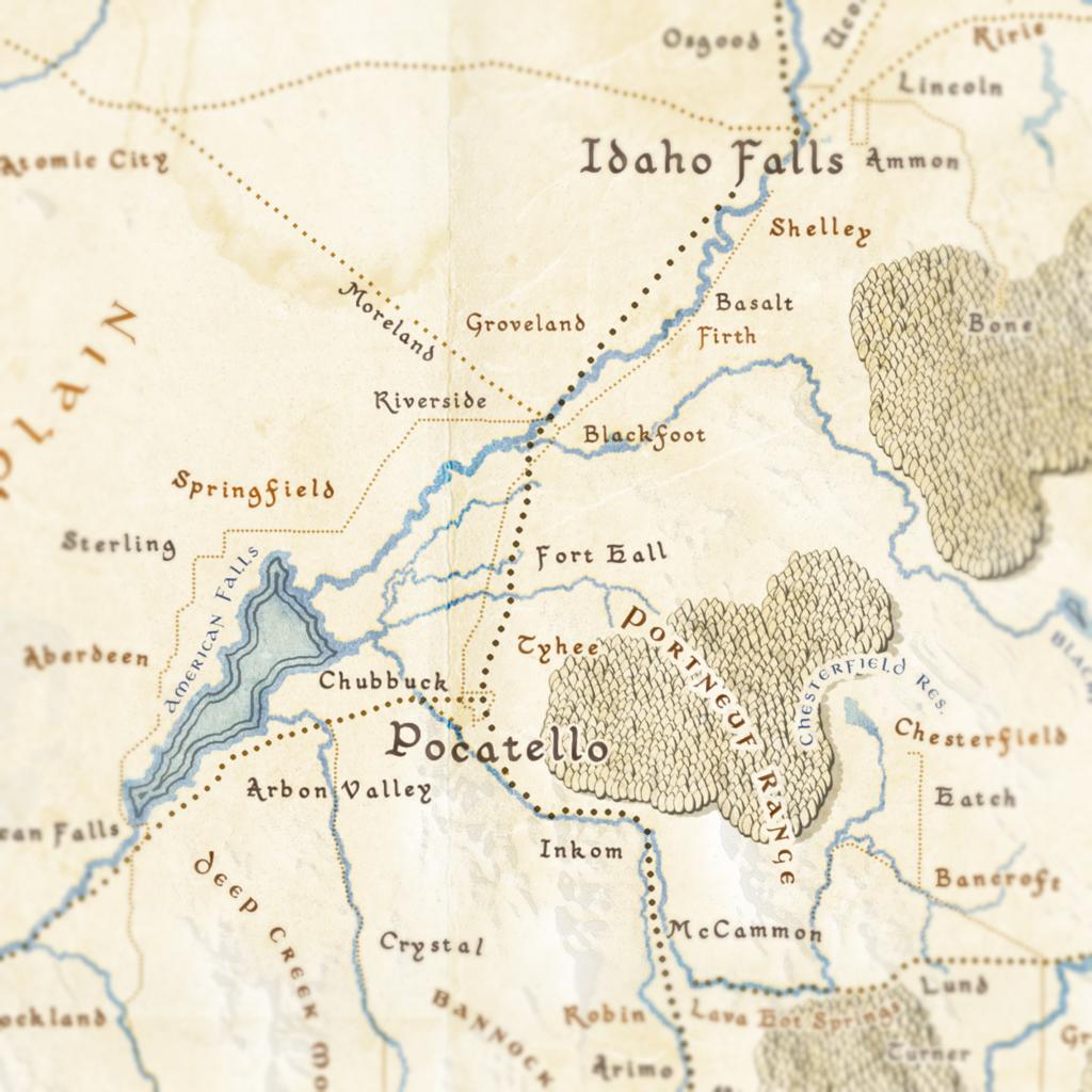 Southeast Idaho Fantasy Map Print