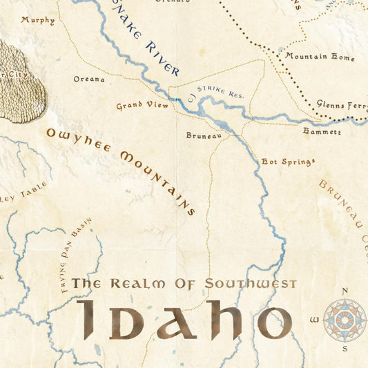 Southwest Idaho Fantasy Map Print