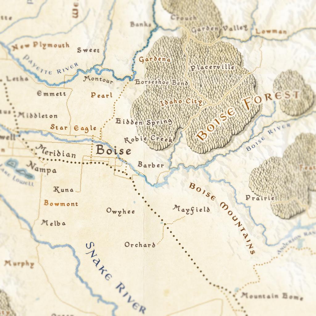 Southwest Idaho Fantasy Map Print