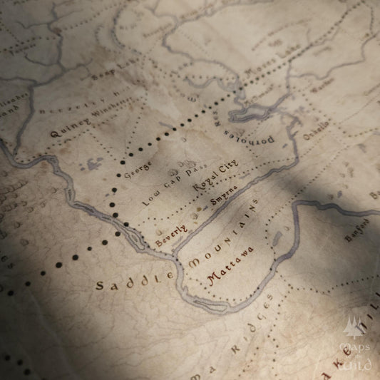 Washington wall map done in fantasy art style for home and office decor.