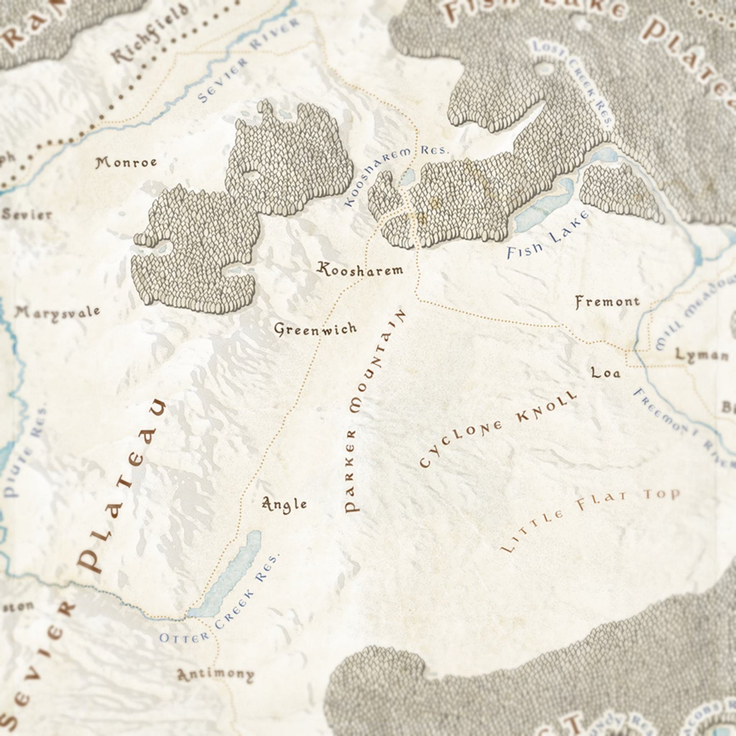 Central Utah Fantasy Map Print