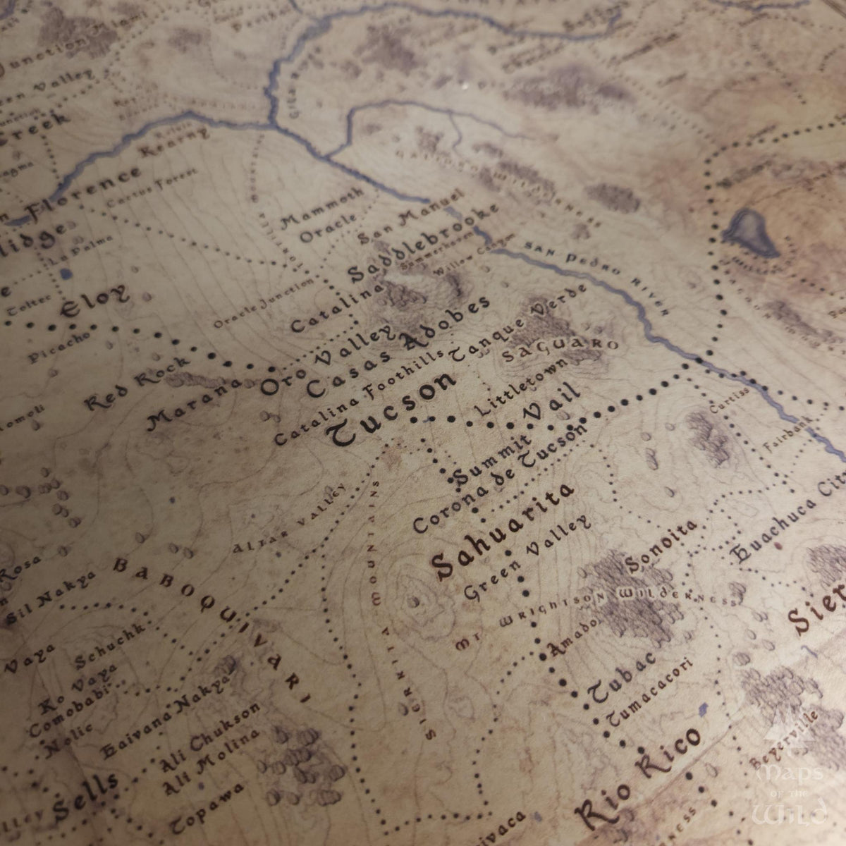 Arizona wall map done in fantasy art style for home and office decor.