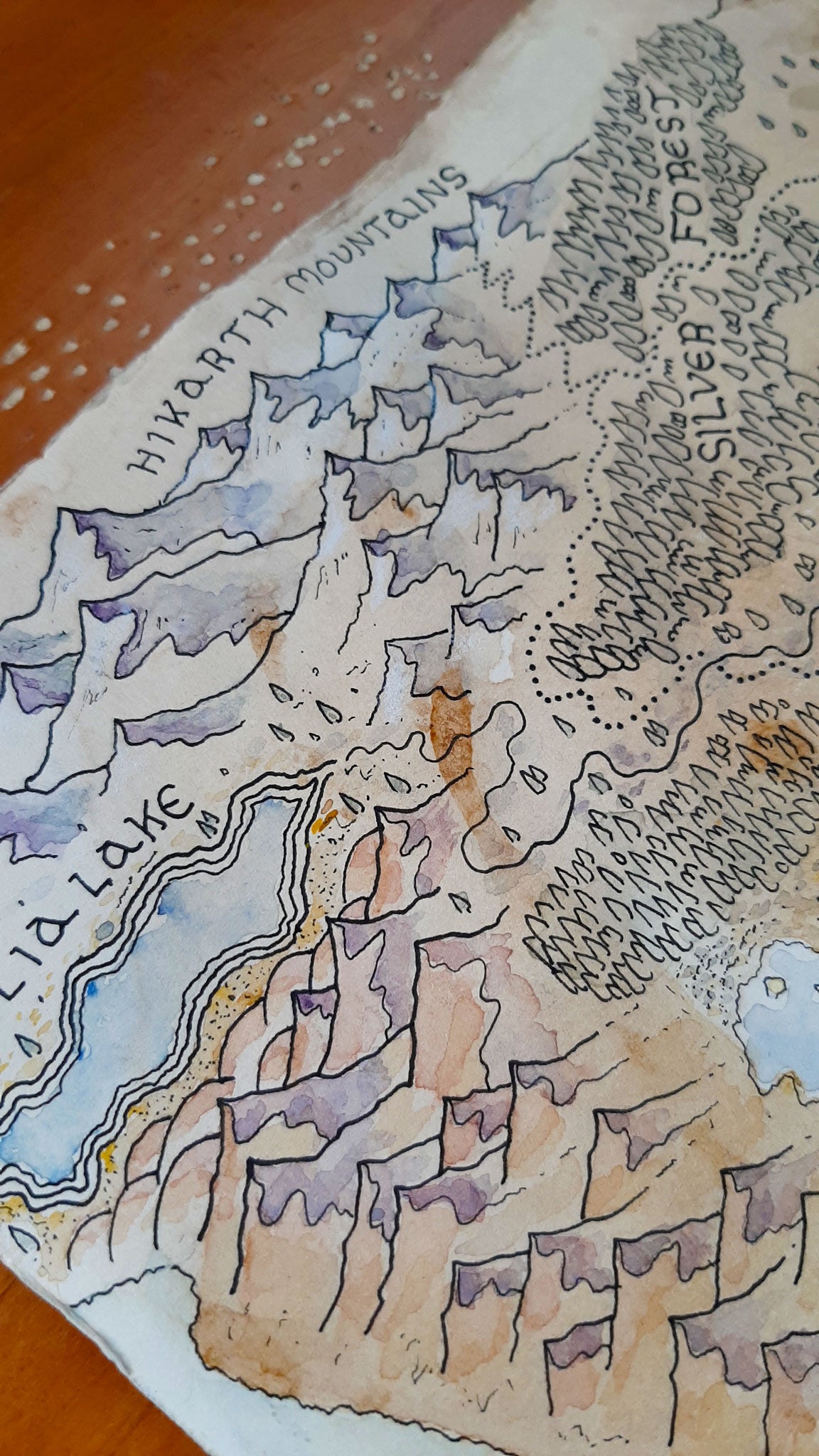 Handmade Fantasy Map - Pen and Watercolor Original