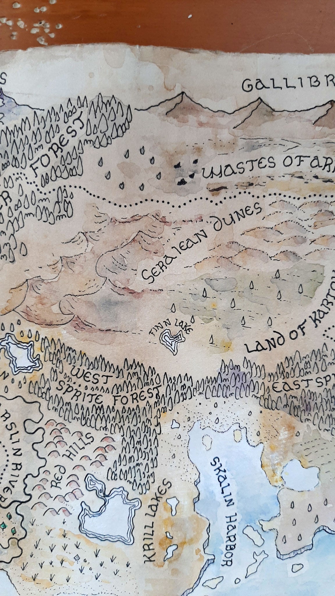 Handmade Fantasy Map - Pen and Watercolor Original