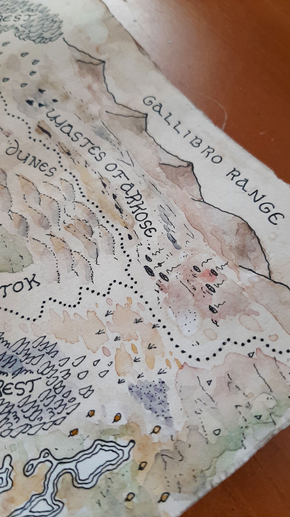 Handmade Fantasy Map - Pen and Watercolor Original