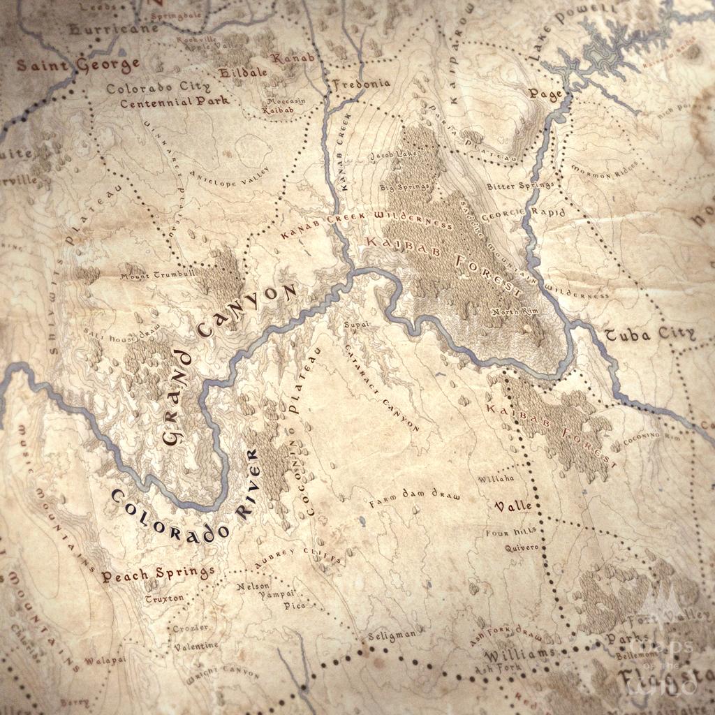 Arizona wall map done in fantasy art style for home and office decor.
