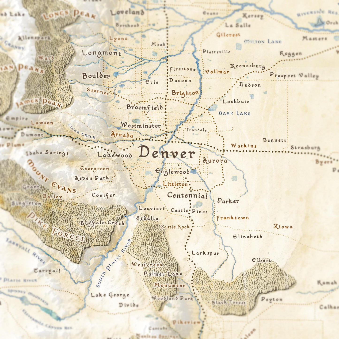 Colorado Fantasy Map Print