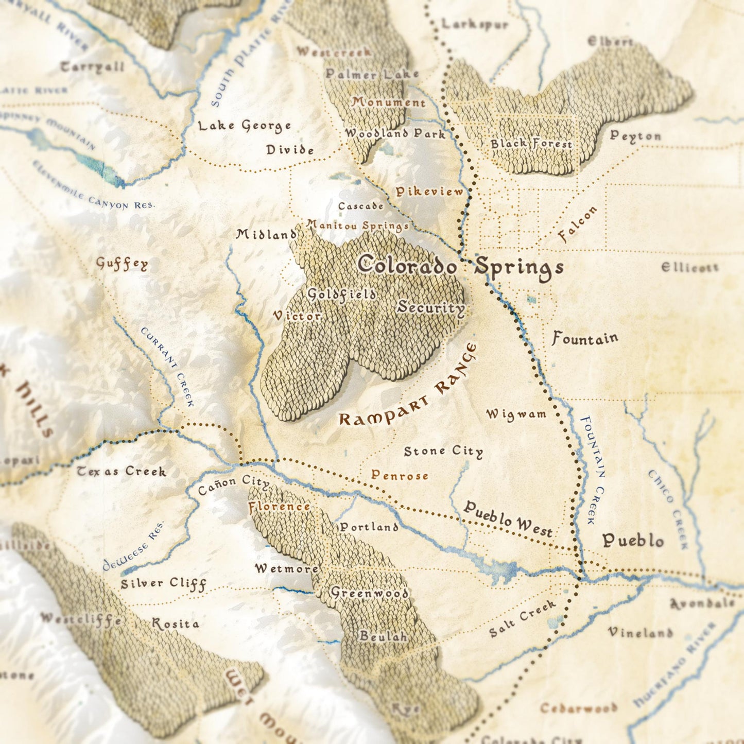 Colorado Fantasy Map Print