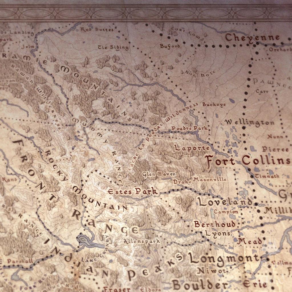Colorado wall map done in fantasy art style for home and office decor.