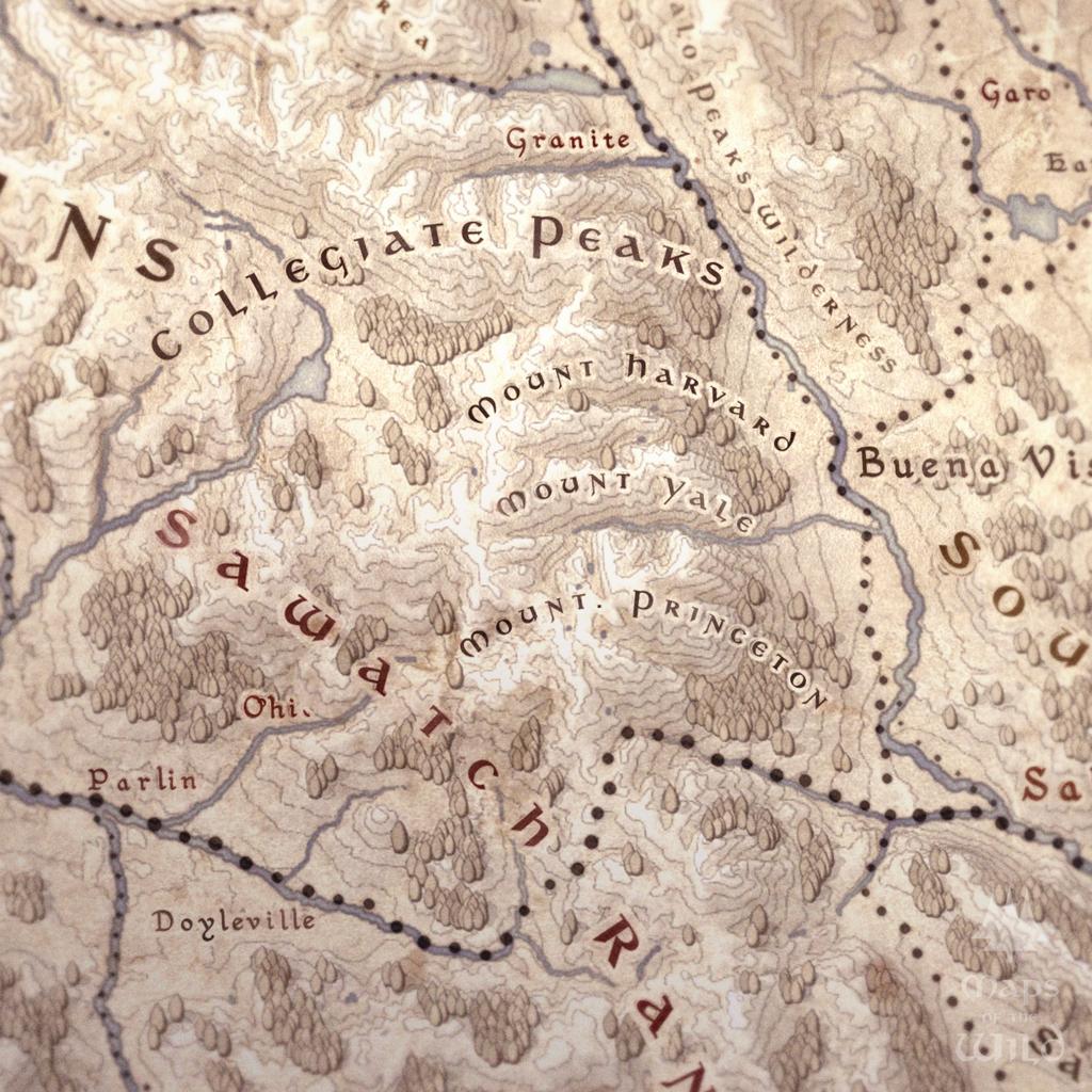 Colorado wall map done in fantasy art style for home and office decor.