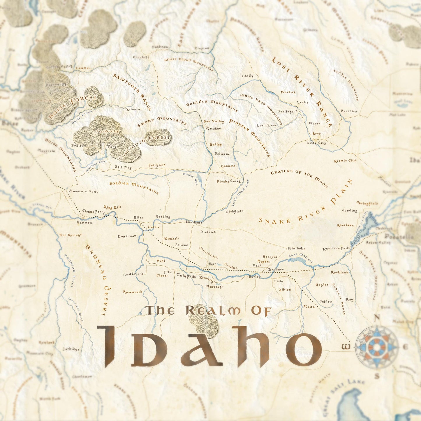 Idaho Fantasy Map Print