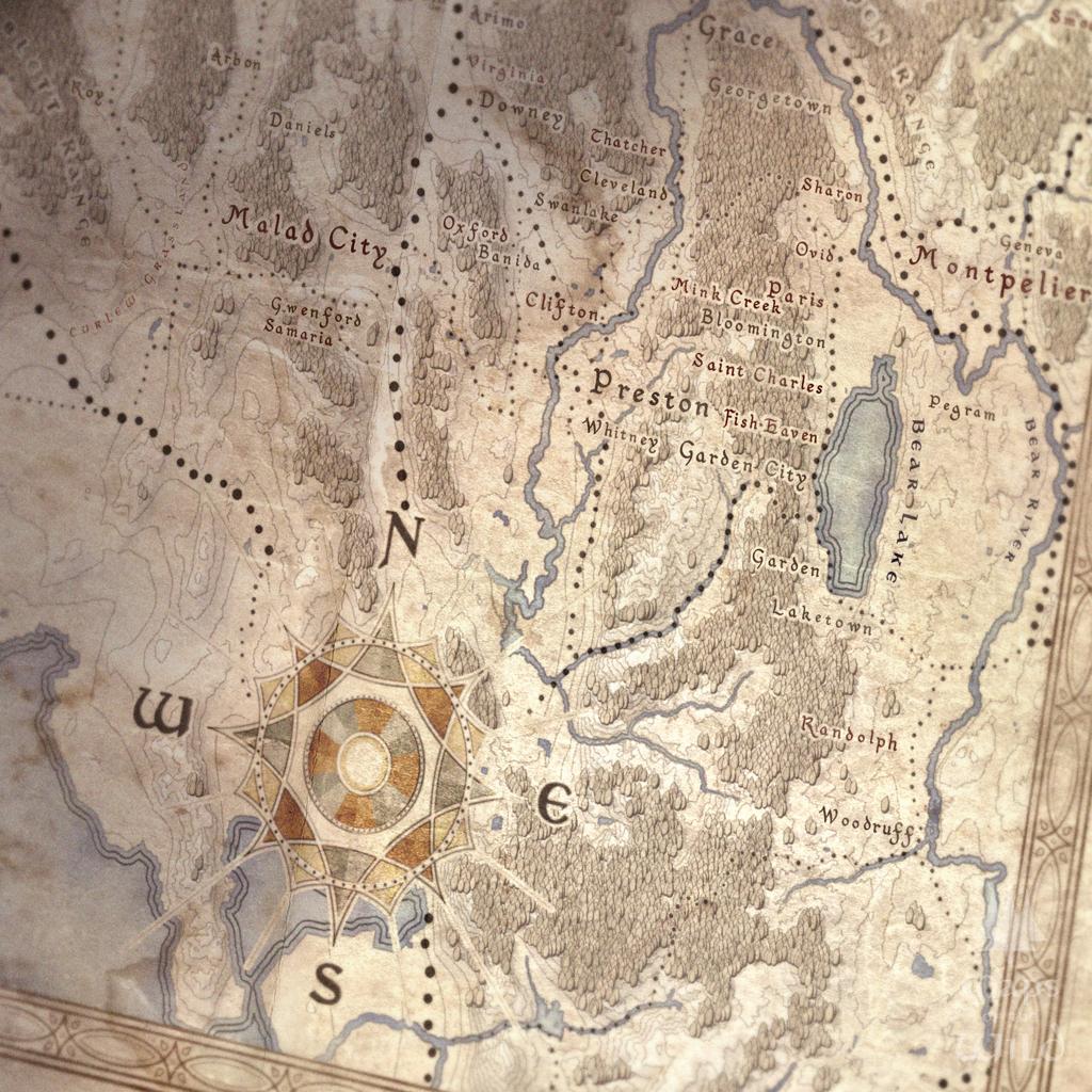 Idaho wall map done in fantasy art style for home and office decor.