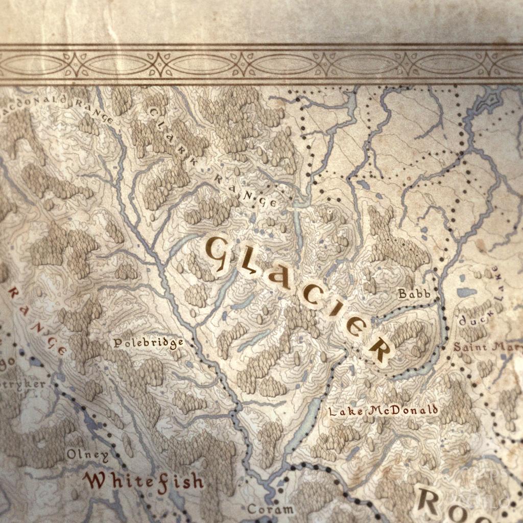 Montana wall map done in fantasy art style for home and office decor.