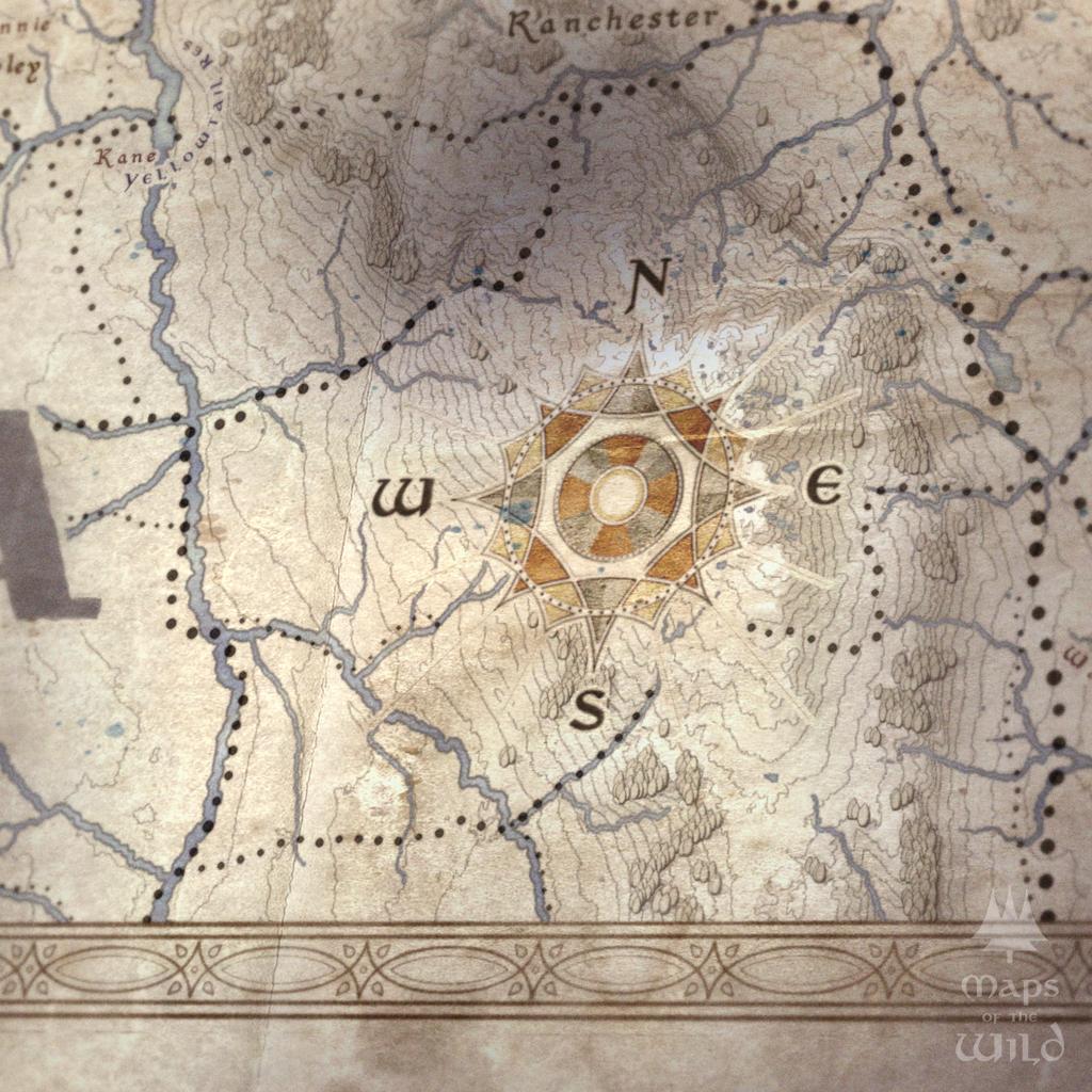 Montana wall map done in fantasy art style for home and office decor.