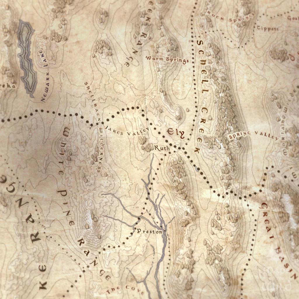 Nevada wall map done in fantasy art style for home and office decor.
