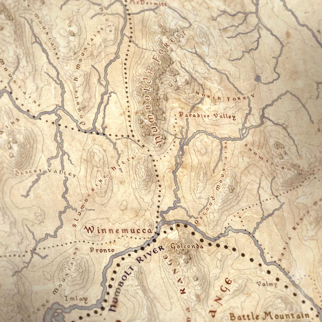 Nevada wall map done in fantasy art style for home and office decor.