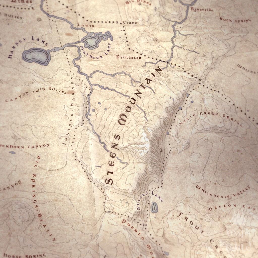 Oregon wall map done in fantasy art style for home and office decor.