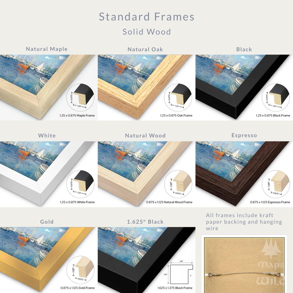 Washington wall map done in fantasy art style for home and office decor.