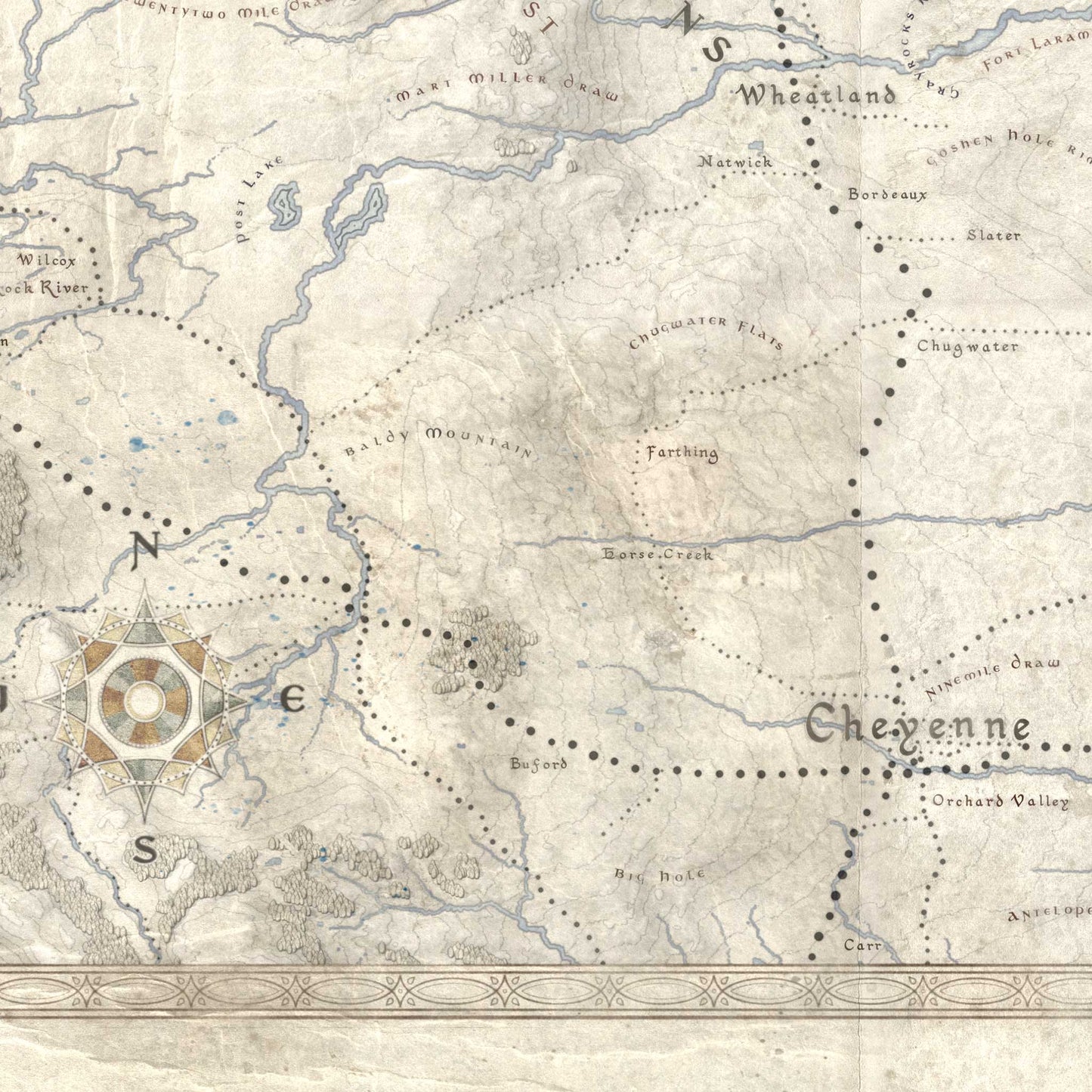 Wyoming Fantasy Map Print
