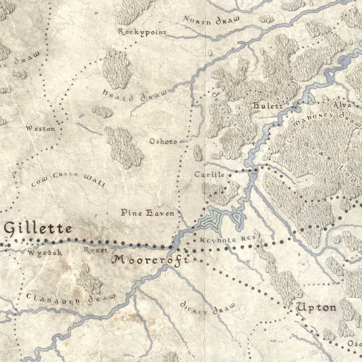 Wyoming Fantasy Map Print