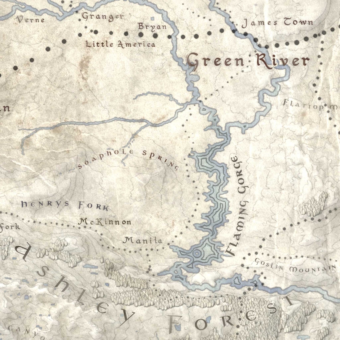 Wyoming Fantasy Map Print