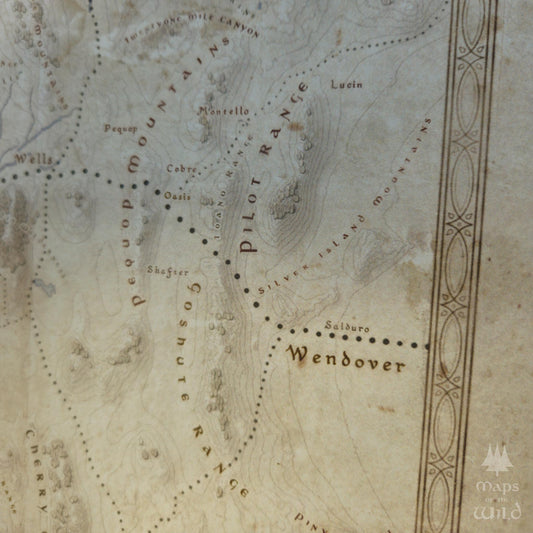 Nevada wall map done in fantasy art style for home and office decor.