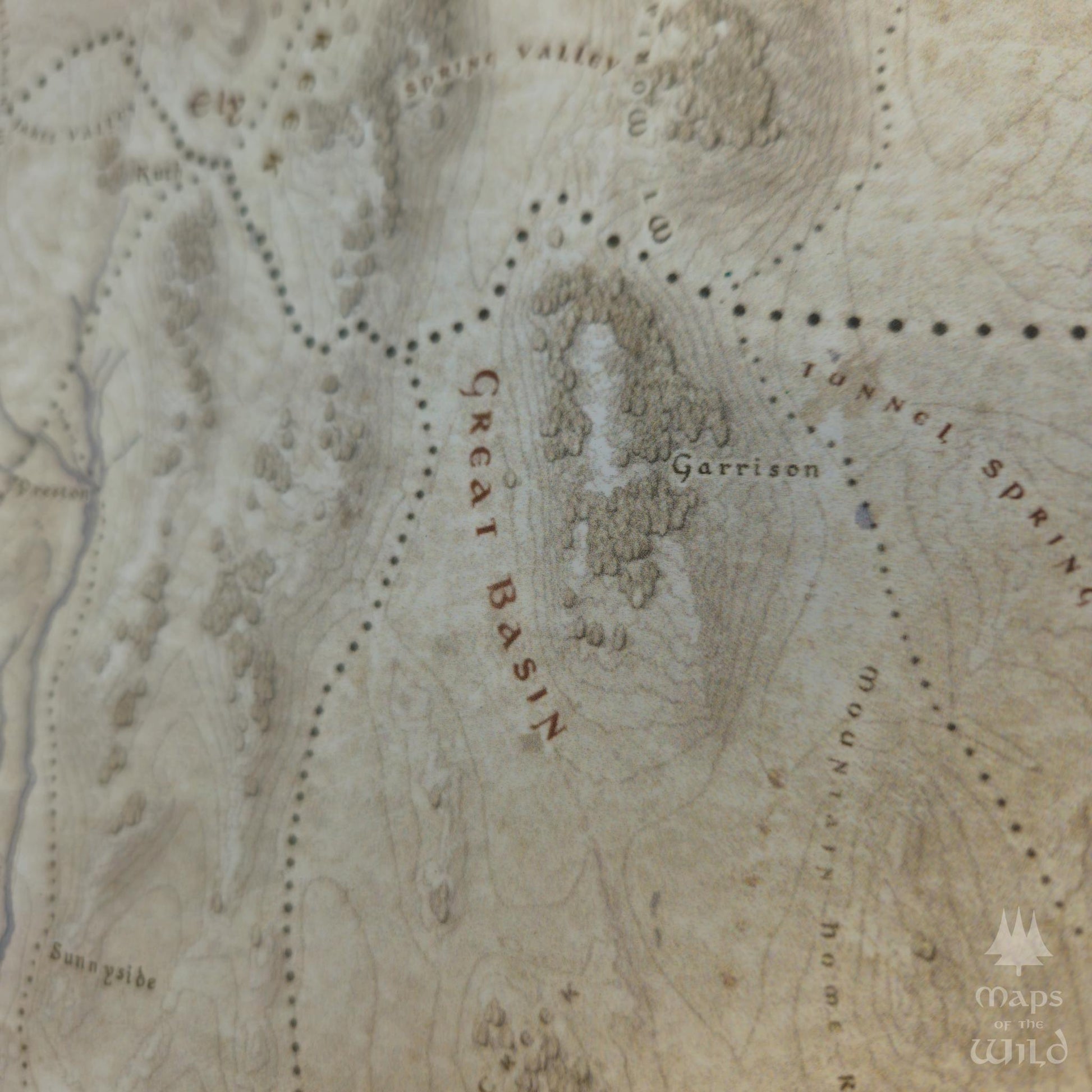 Nevada wall map done in fantasy art style for home and office decor.
