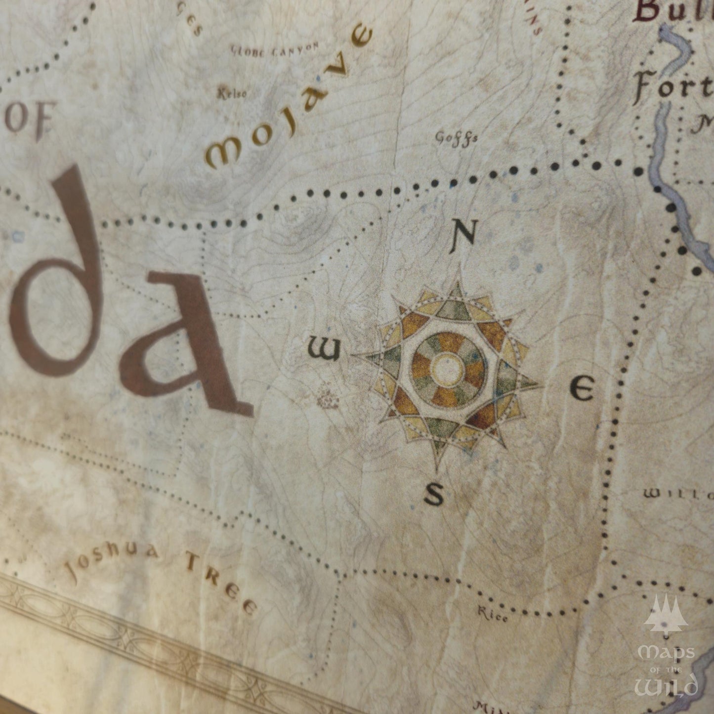 Nevada wall map done in fantasy art style for home and office decor.