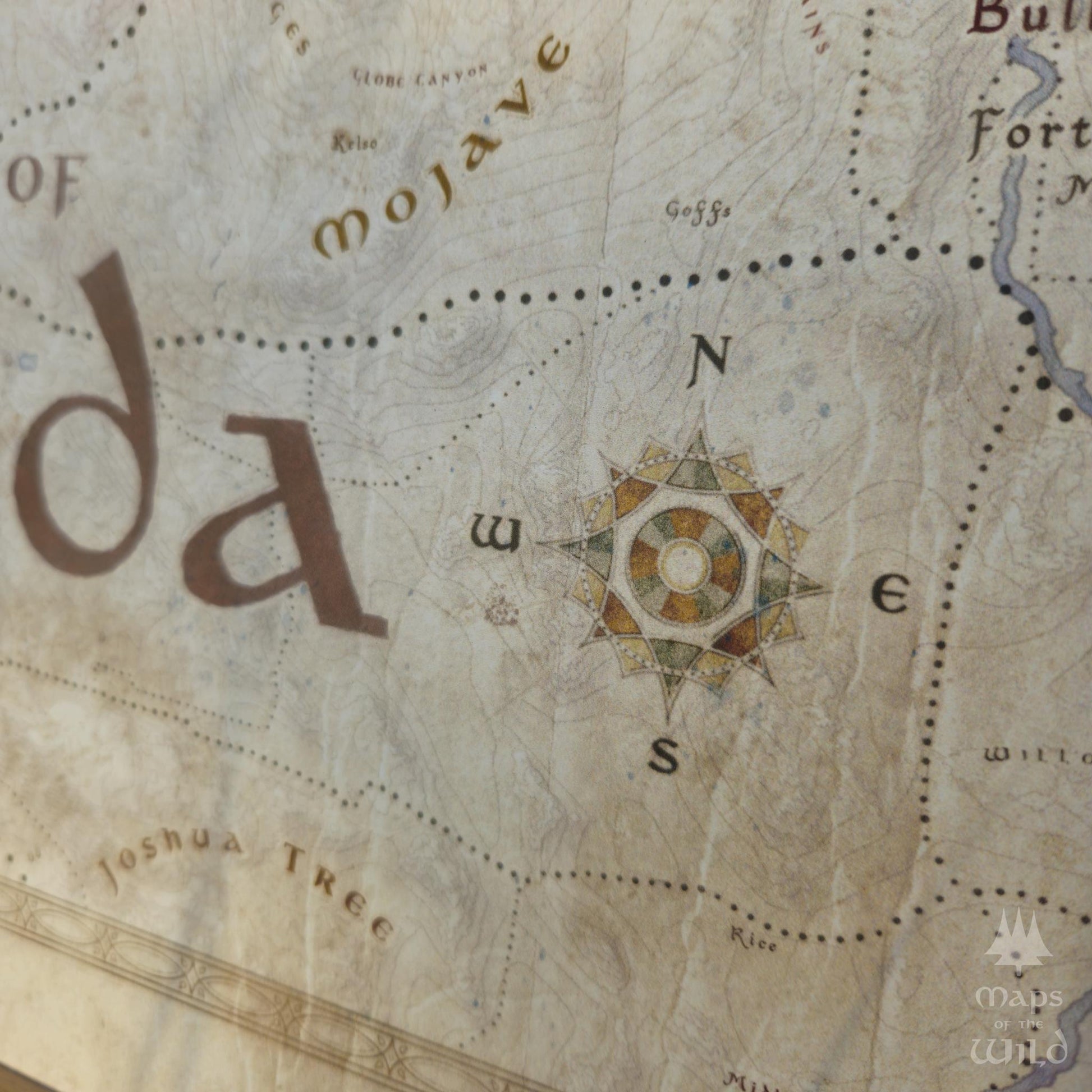 Nevada wall map done in fantasy art style for home and office decor.
