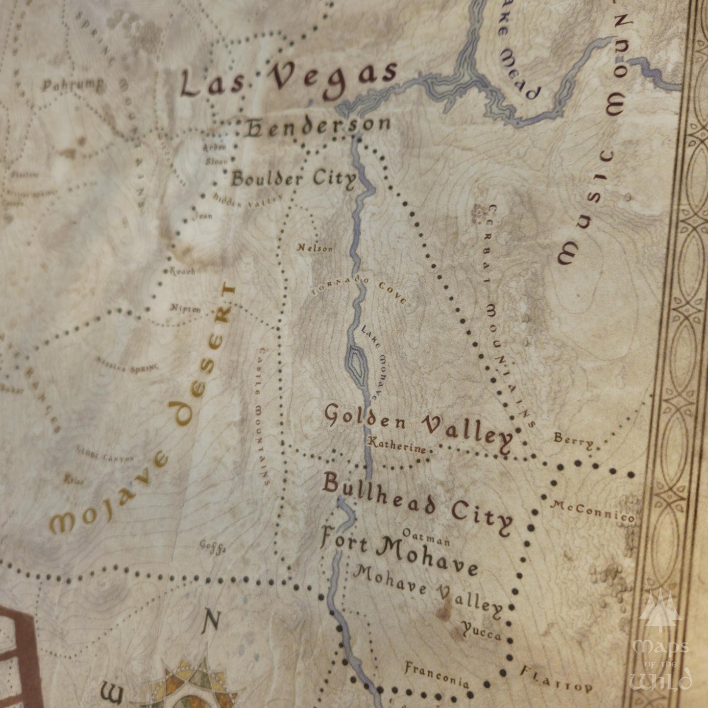 Nevada wall map done in fantasy art style for home and office decor.