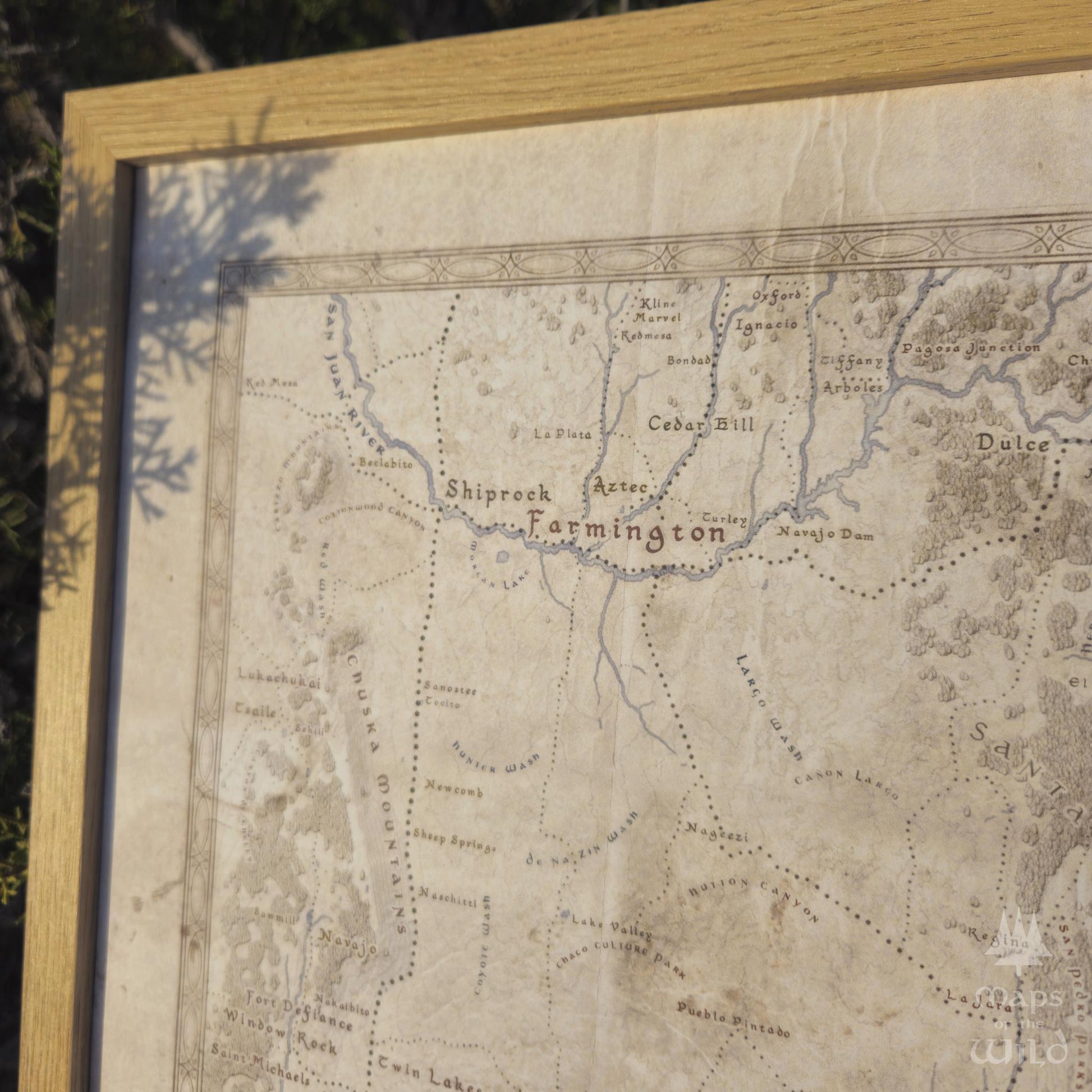 New Mexico wall map done in fantasy art style for home and office decor.