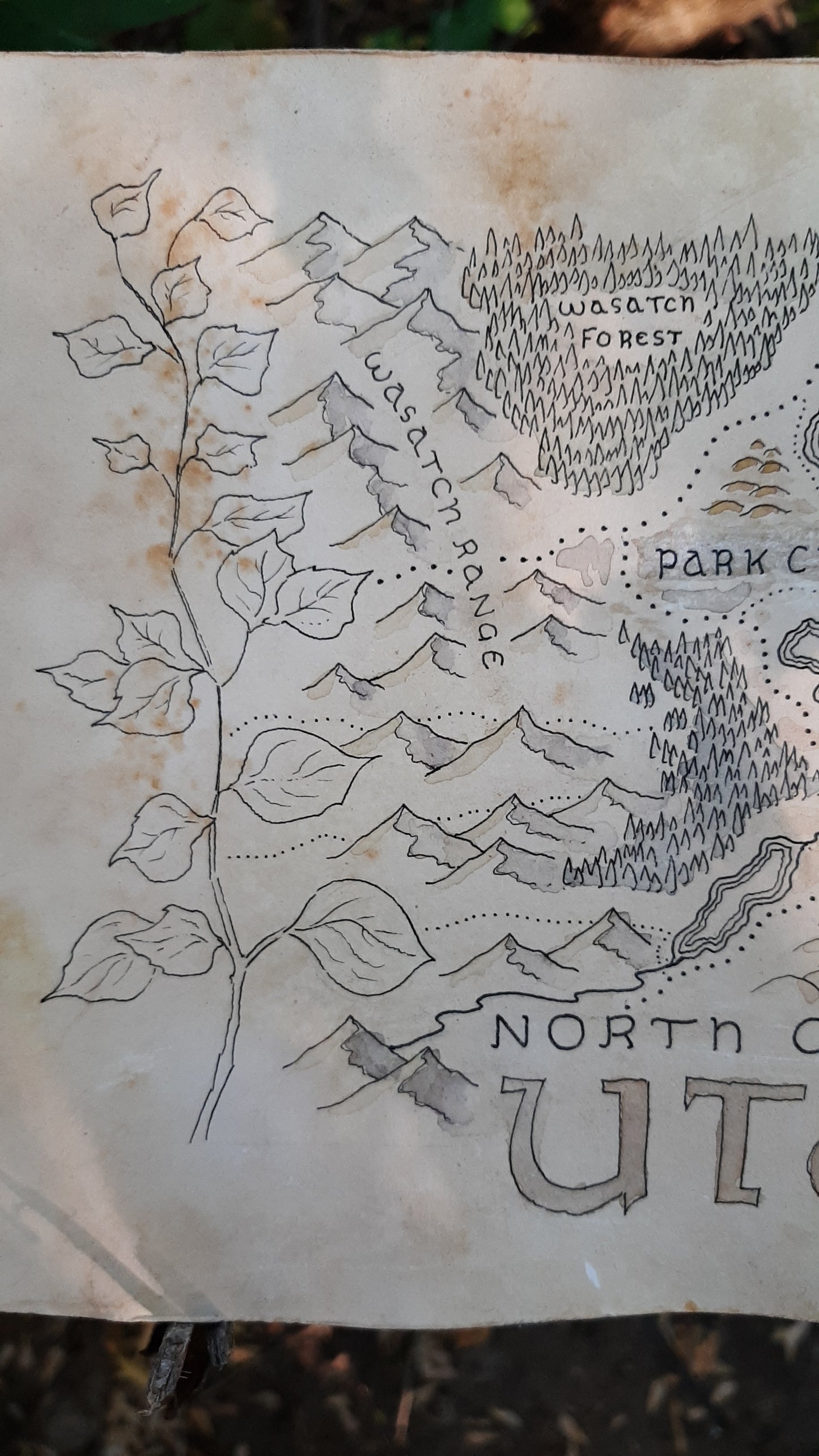 Handmade Fantasy Map - North Central Utah - Pen and Watercolor Original