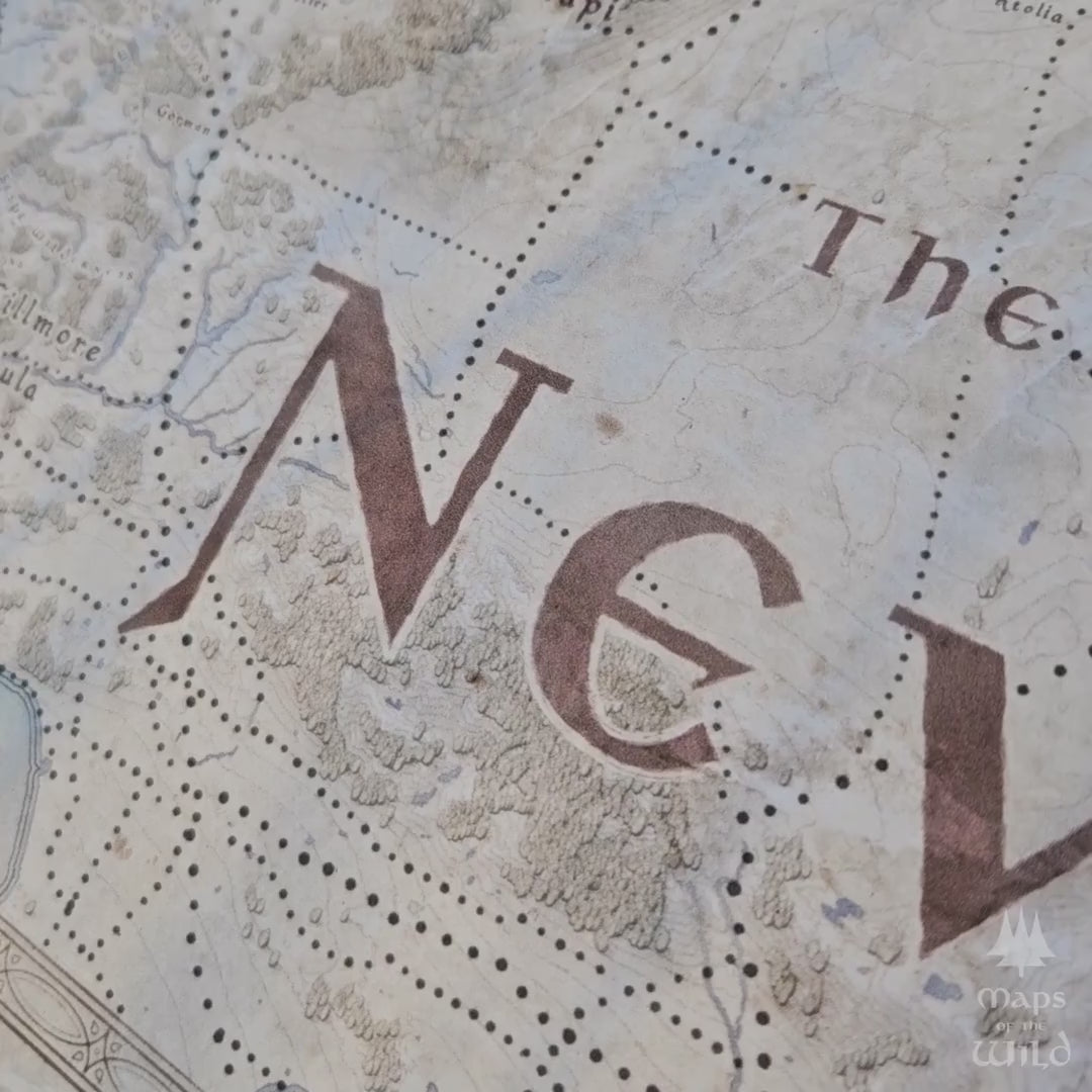 Nevada wall map done in fantasy art style for home and office decor.