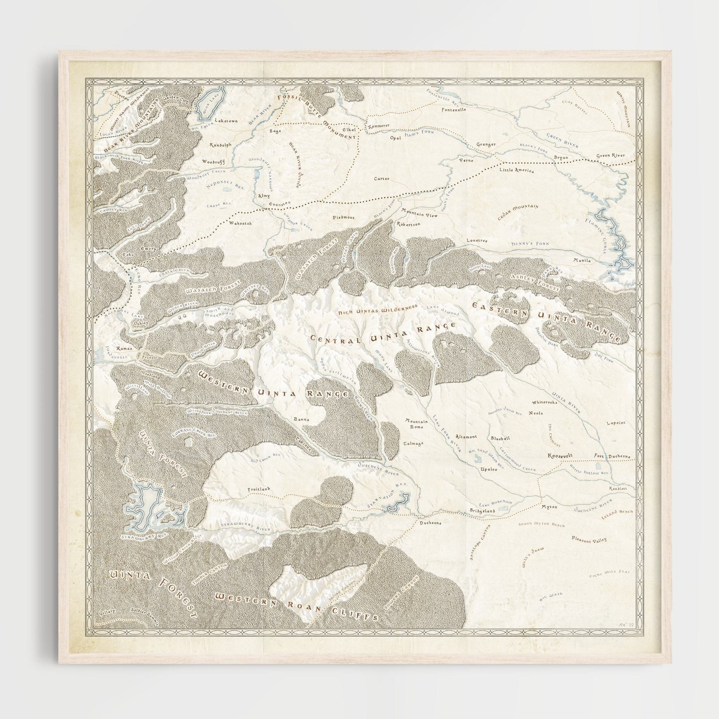 Northeast Utah Fantasy Map Print